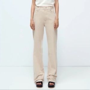 Zara Beige Straight Leg Jeans
